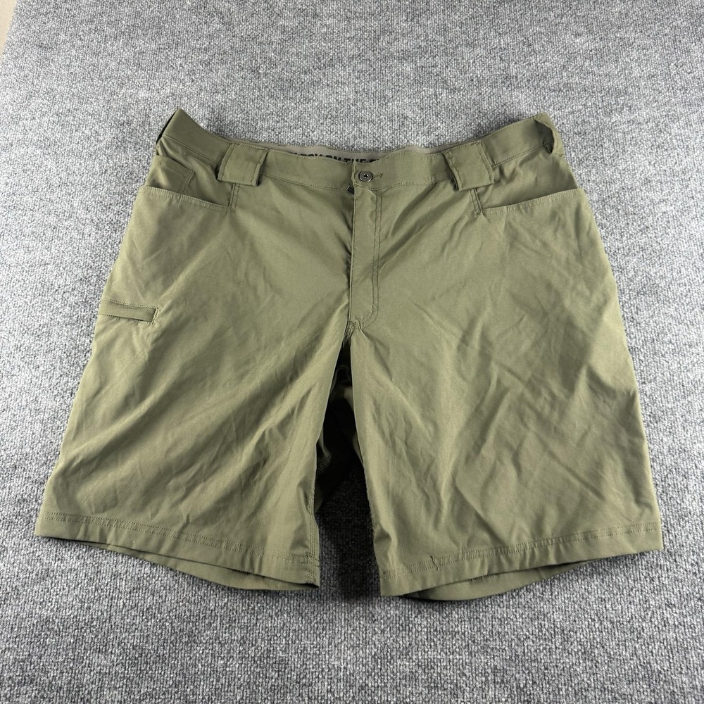 Duluth Trading Co Cargo Shorts Mens 44 Green Nylon Stretch Flex Dry On The Fly